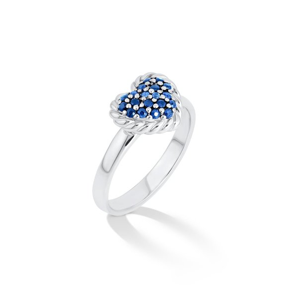 Blue Sapphire Heart Cluster Ring - Picture 7 of 7